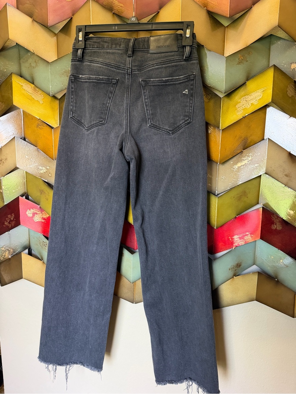 Washed Black Straight Jeans with Raw Hem